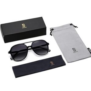 Polarized Aviator Sunglasses Classic 70s Vintage Square SJ2174 Black